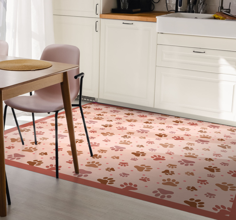 Brown paw prints animal print vinyl rug - TenStickers