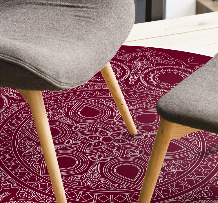 Burgundy red motif mandala vinyl rug - TenStickers