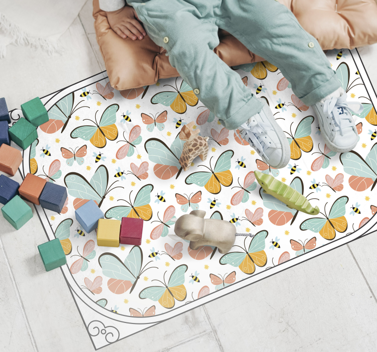 Butterfly Playground kids vinyl rug - TenStickers