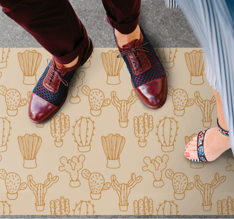 Cactus illustration flower vinyl rug - TenStickers