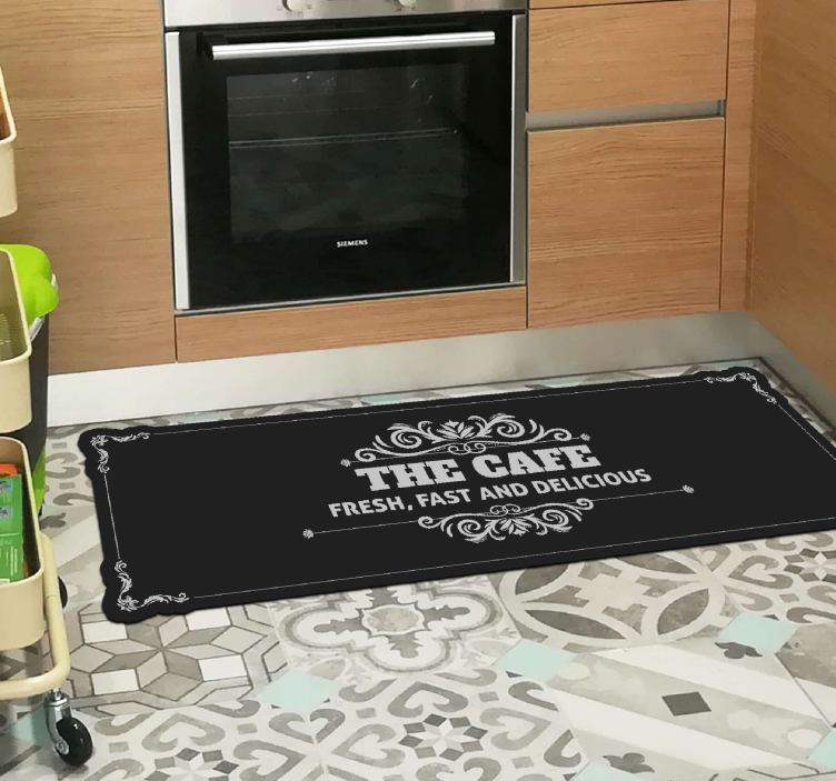 Cafe Fresh Delicious custom vinyl rug - TenStickers