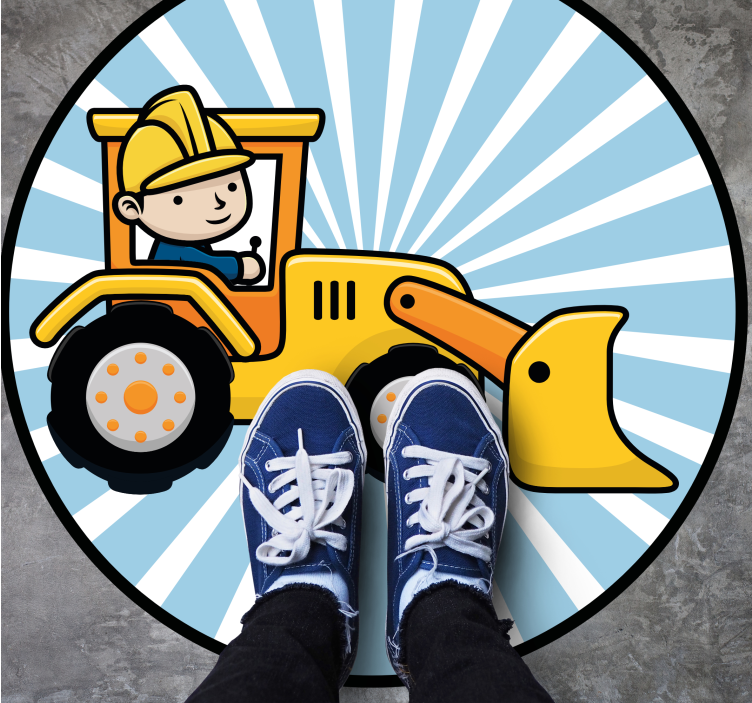 Cartoon excavator working kids vinyl rug - TenStickers
