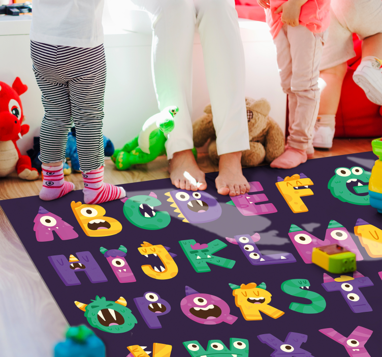 cartoon monster alphabet vinyl alphabet rug - TenStickers