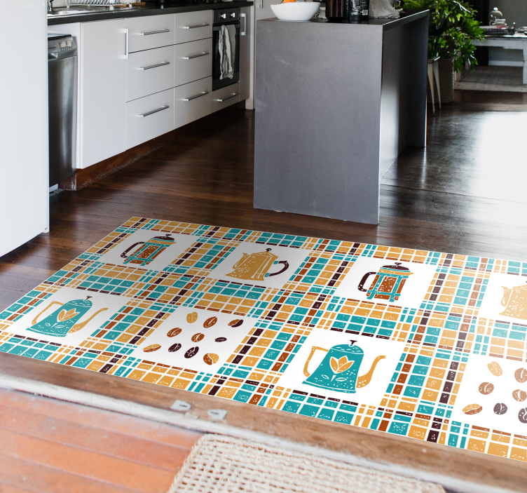 Ceramic tableware pattern kitchen floor tiles - TenStickers