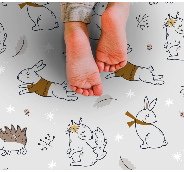 Nordic forest friends kids vinyl rug - TenStickers
