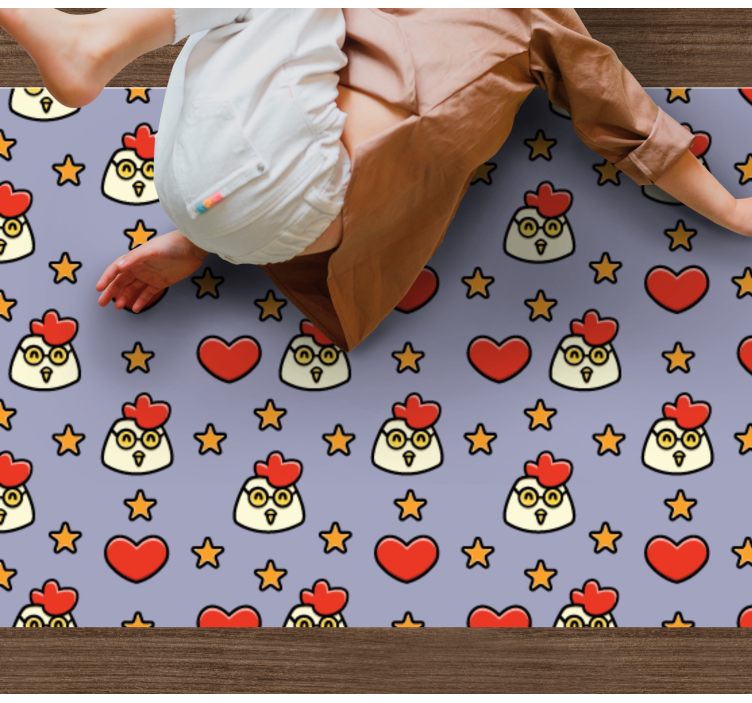 Charming Chicken Hearts animal vinyl rug - TenStickers