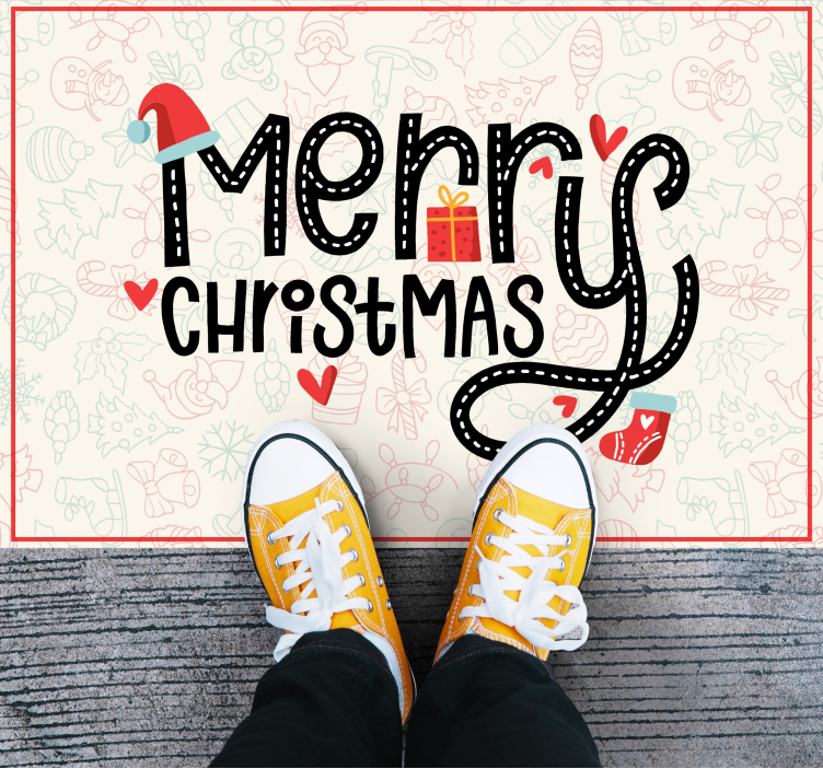 Cheerful greeting christmas vinyl rug - TenStickers