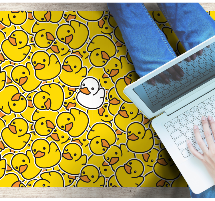 White duck with yellow pattern animal vinyl rug - TenStickers