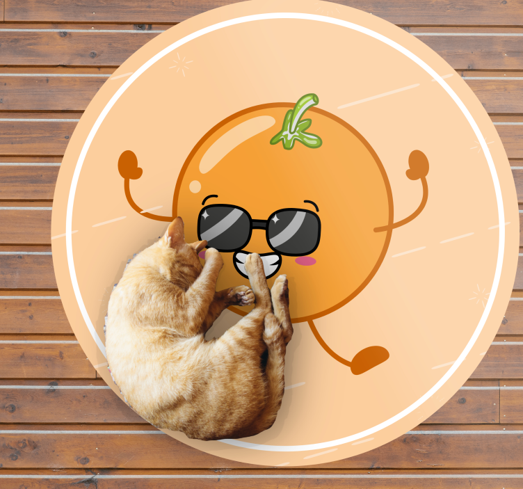 Cheerful Orange Character circular vinyl rug - TenStickers