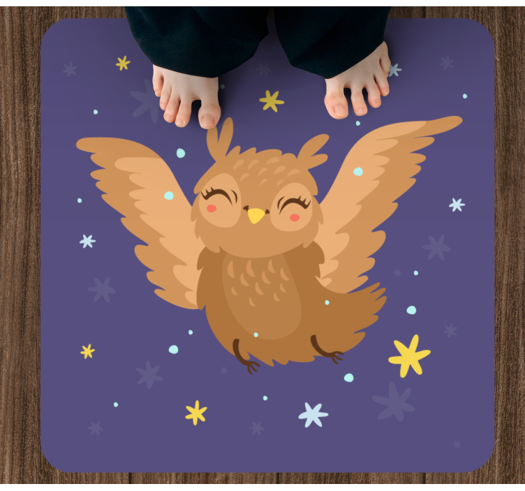 Cheerful Owl Design vinyl rug - TenStickers