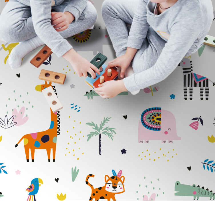 Cheerful Safari Theme nursery rugs - TenStickers