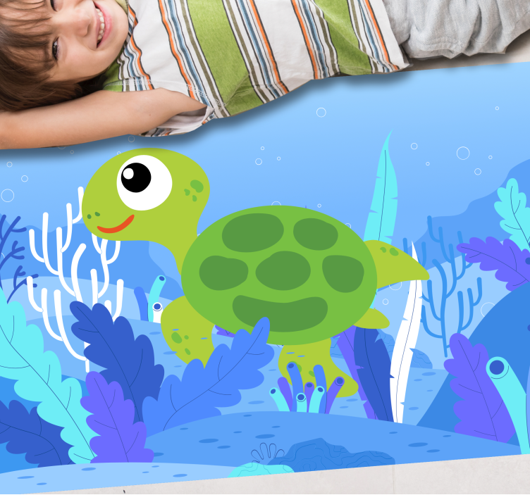 Cheerful Turtle Seascape playroom rug - TenStickers