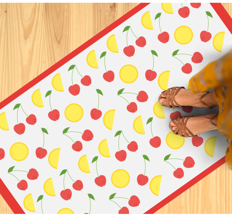 Cherry and Lemon Motif kitchen vinyl rug - TenStickers
