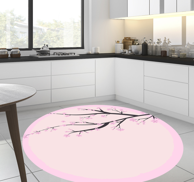 Cherry blossom branch flower vinyl rug - TenStickers
