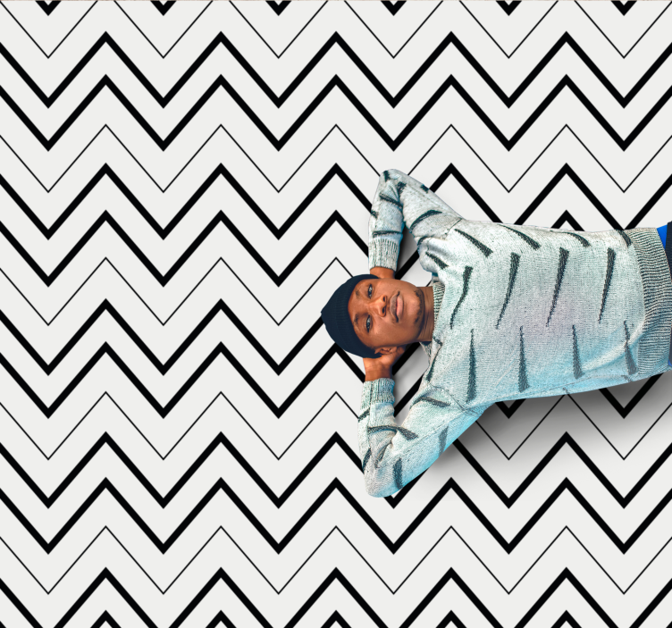 Minimalist vinyl rug in chevron pattern design - TenStickers