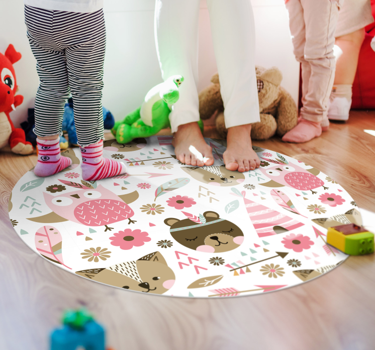 Children's Animal Patterns circular rug - TenStickers