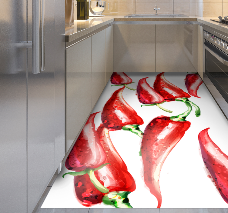 Chili peppers design kitchen vinyl rug - TenStickers