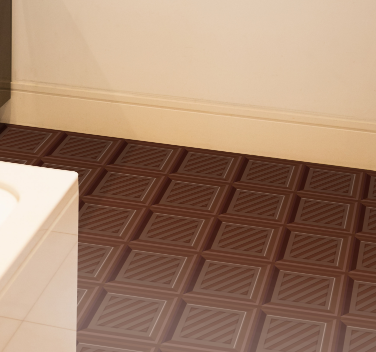 Chocolate Square Motif kitchen vinyl rug - TenStickers