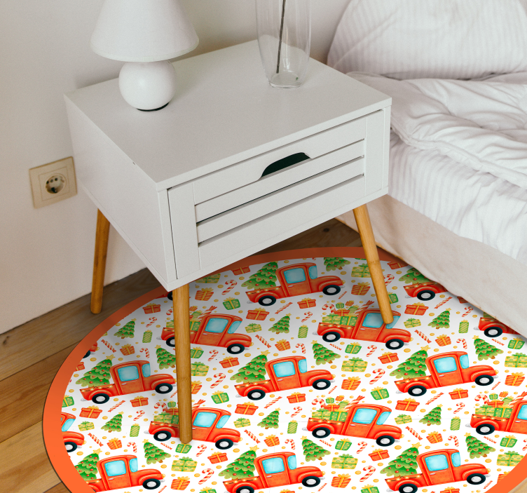 Christmas tree truck vinyl rug - TenStickers