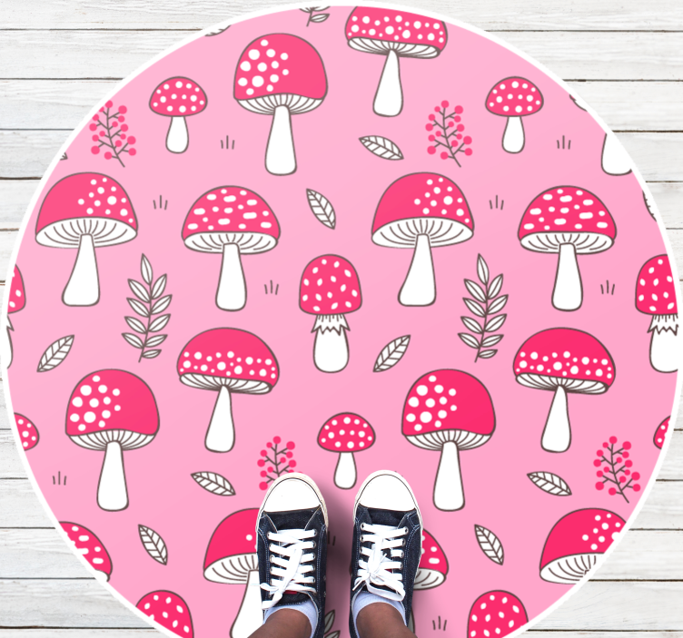 Circle and mushroom pattern floral rug - TenStickers