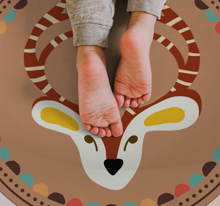 Circular Deer Motif vinyl rug - TenStickers