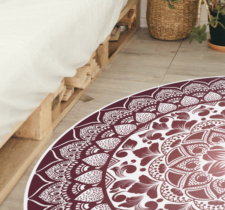 Circular oriental lace mandala vinyl rug - TenStickers