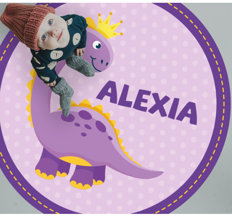 Circular dinosaur princess  personalised mat - TenStickers
