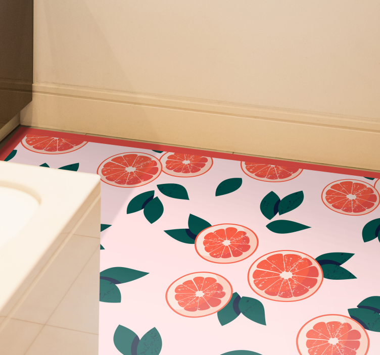 Pink citrus floral flower vinyl rug - TenStickers