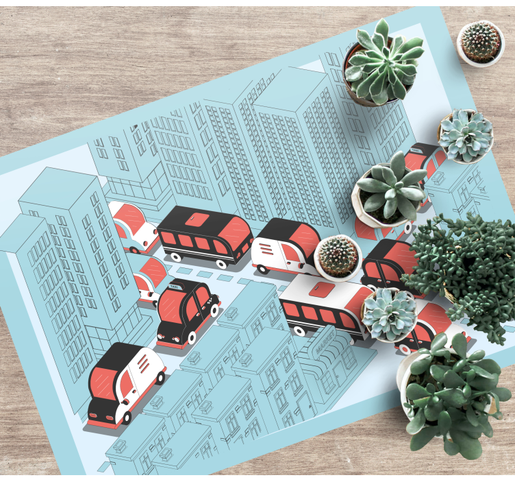 City Traffic Scene road vinyl rug - TenStickers