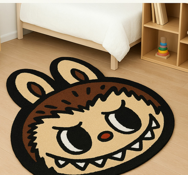 Classic brown Labubu vinyl rug - TenStickers
