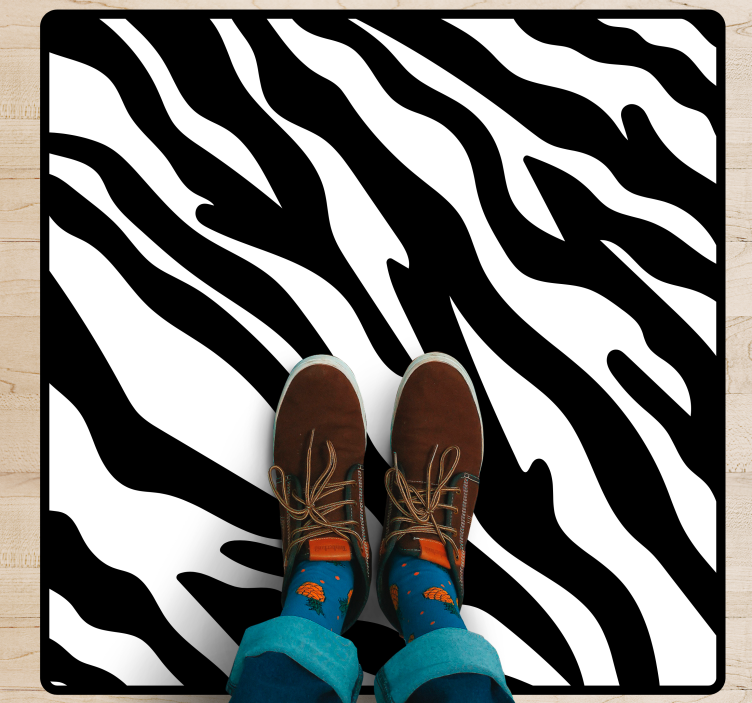 Classic zebra print background square vinyl rug - TenStickers