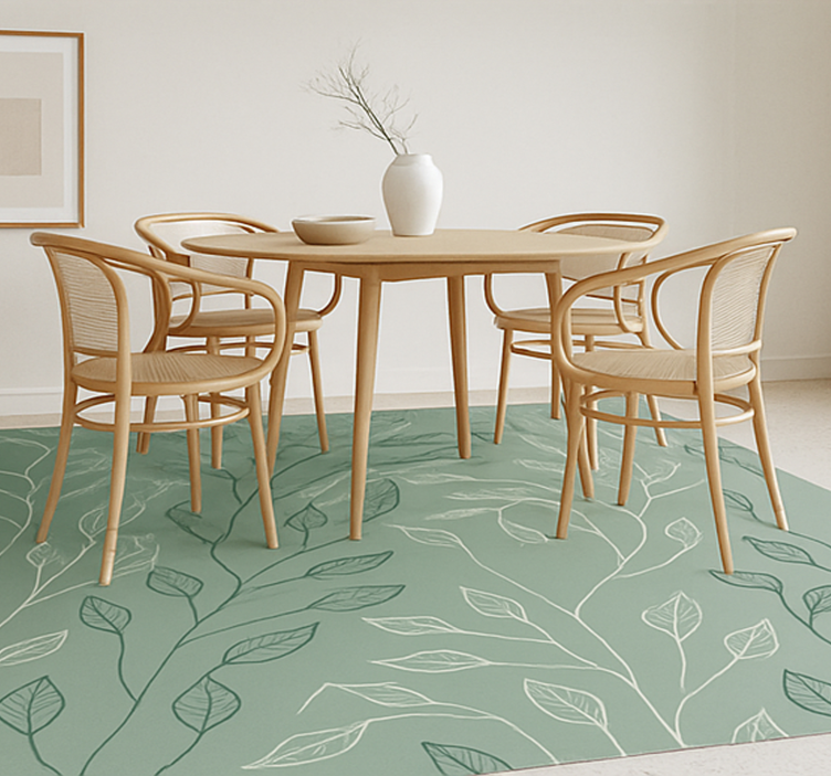Clean Botanical Overlay dining room vinyl rug - TenStickers