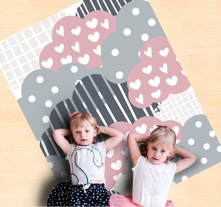 Cloudy Hearts Pattern playroom rug - TenStickers