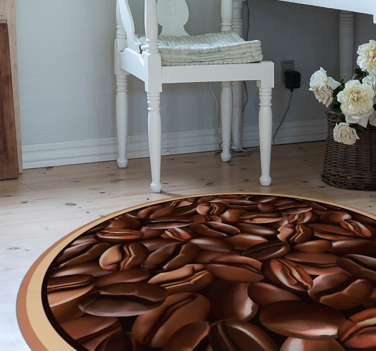 Coffee Beans Circle textured vinyl rug - TenStickers