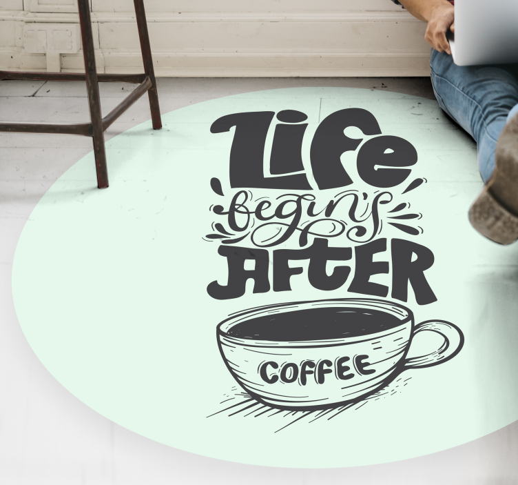 Coffee Quote Motif custom vinyl rug - TenStickers