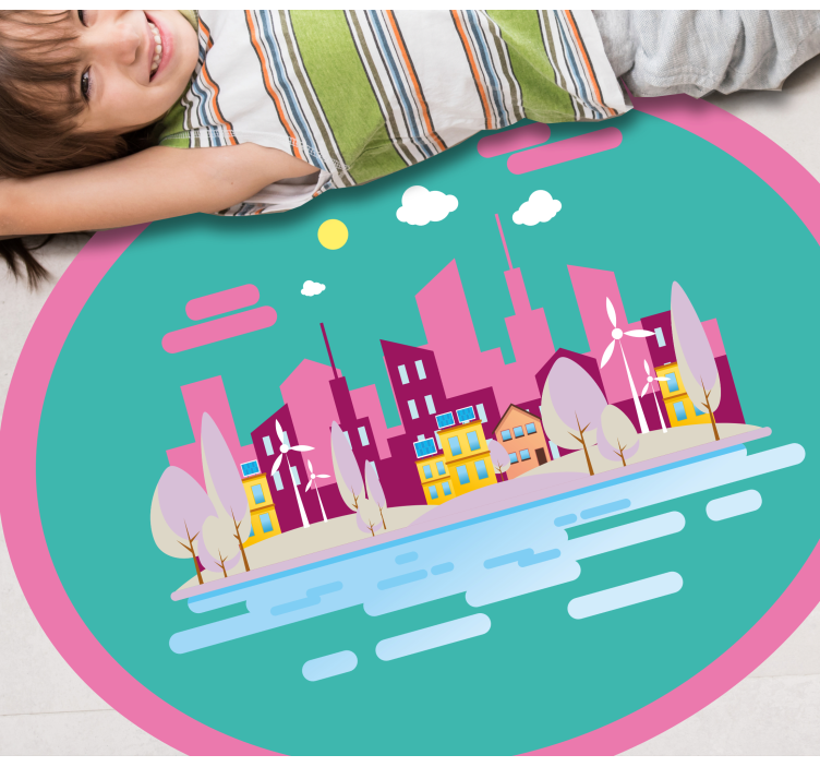 Colorful Cityscape vinyl rug - TenStickers