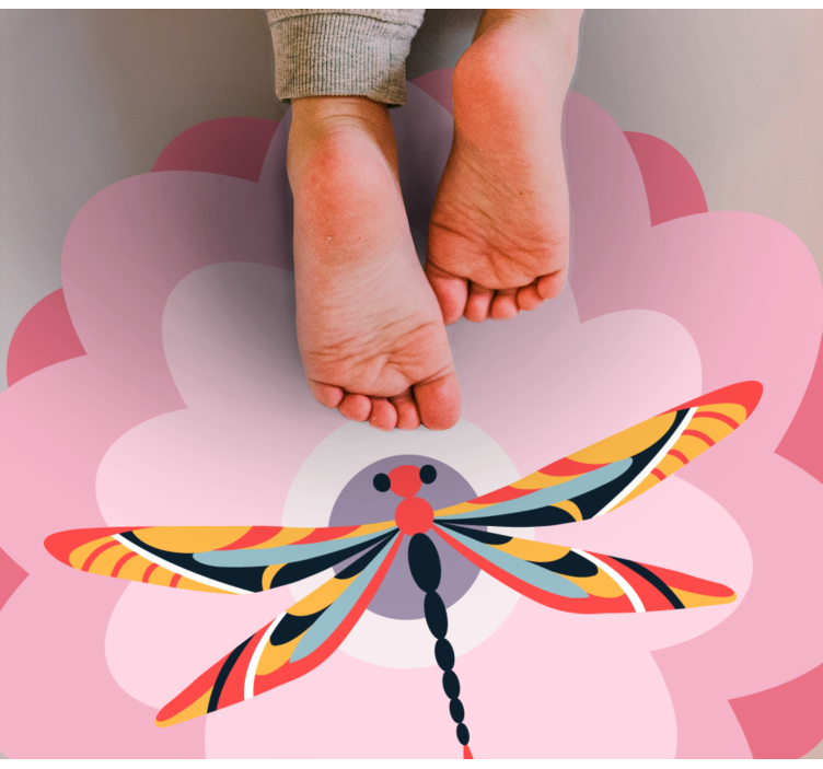 Colorful Dragonfly Centerpiece flower vinyl rug - TenStickers