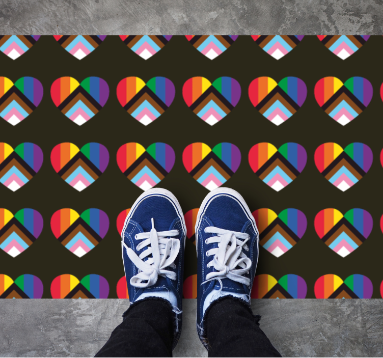 Colorful heart patterns teenager vinyl rug - TenStickers
