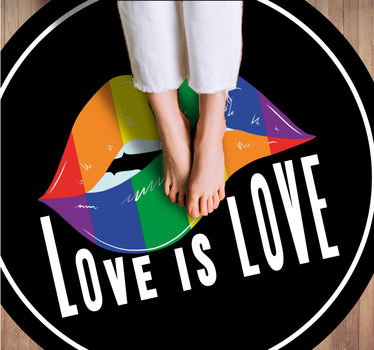 Colorful Lip Motif custom vinyl rug - TenStickers