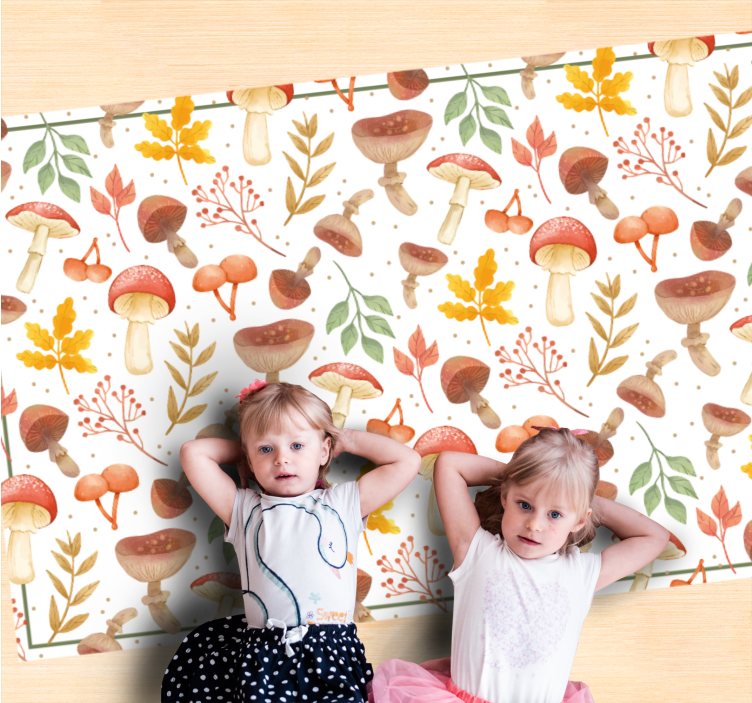 Colorful Mushroom Elements nature vinyl rug - TenStickers