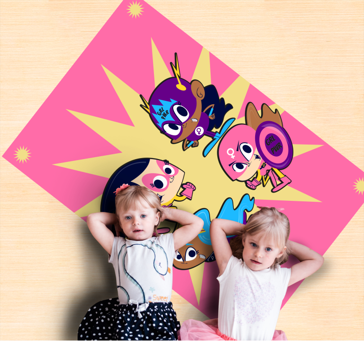 Colorful Superhero Characters playroom rug - TenStickers