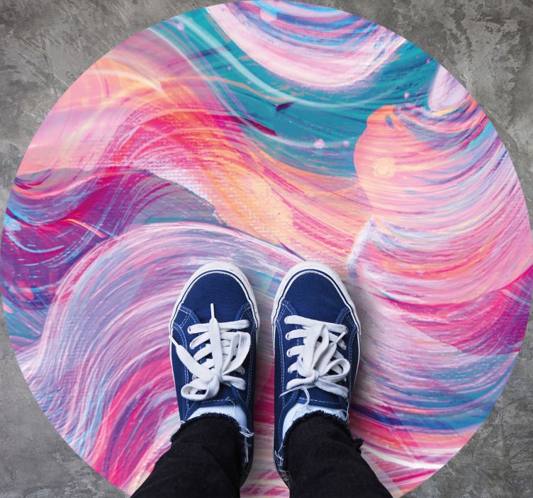 Colorful Swirling Waves minimalist vinyl rug - TenStickers