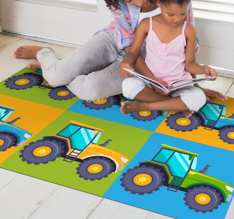 Colorful Tractor Squares vinyl rug - TenStickers