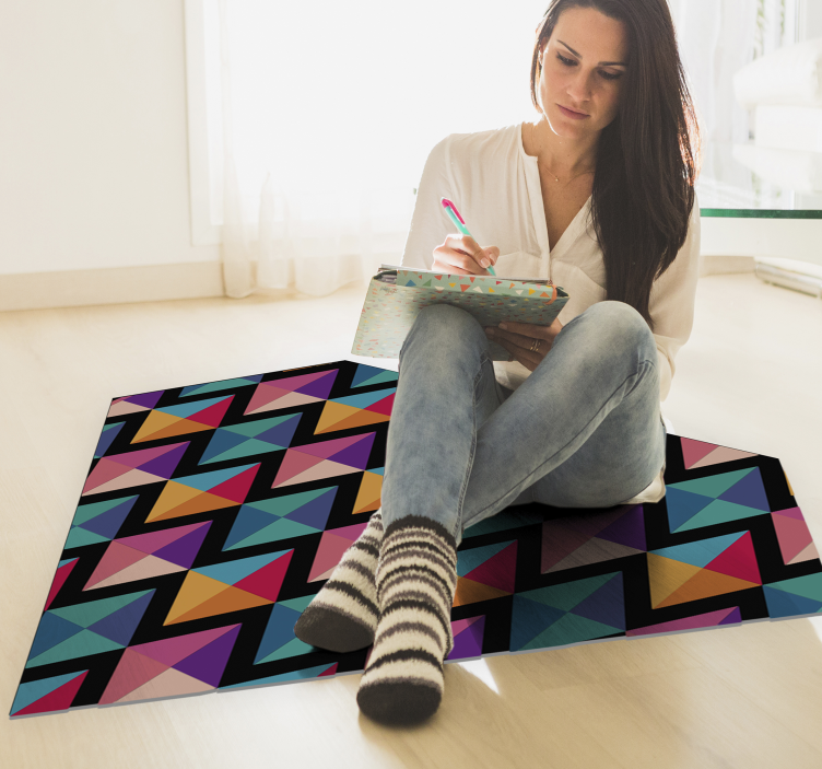 Colorful Triangular Patterns geometric vinyl rug - TenStickers