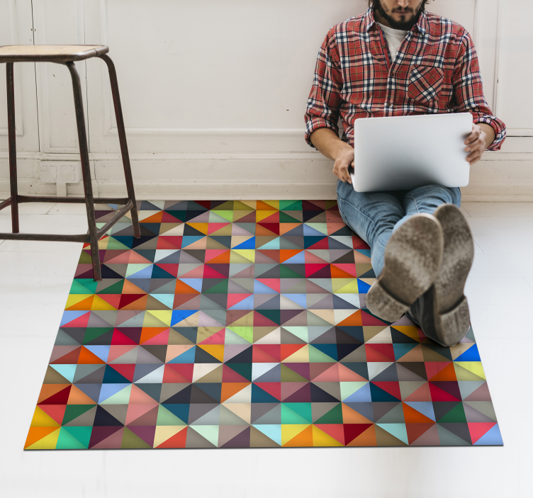 Colorful triangular vinyl mosaic rug - TenStickers