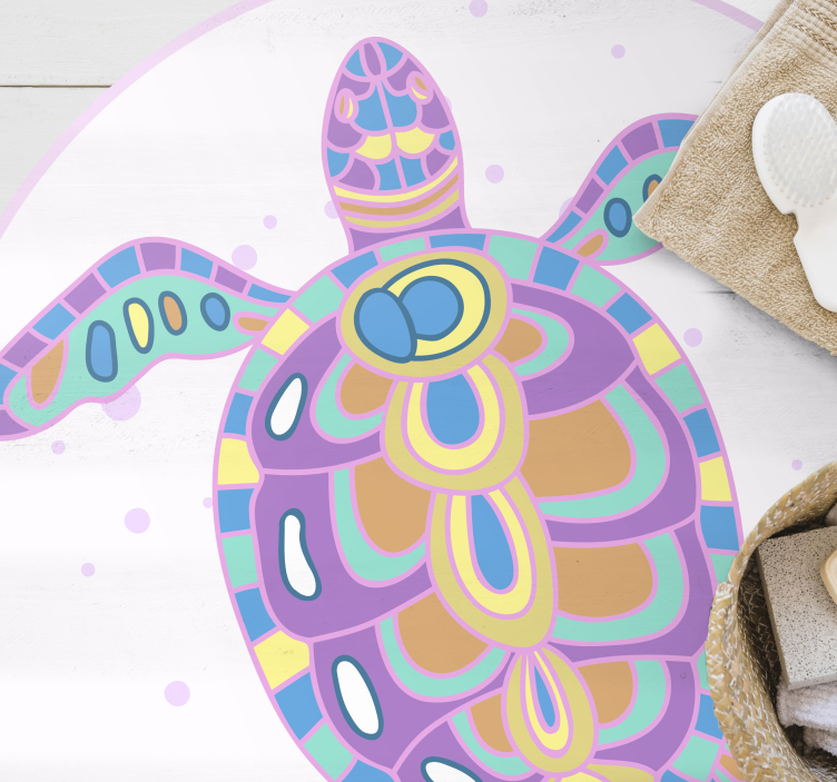 Colorful Turtle Illustration kids vinyl rug - TenStickers