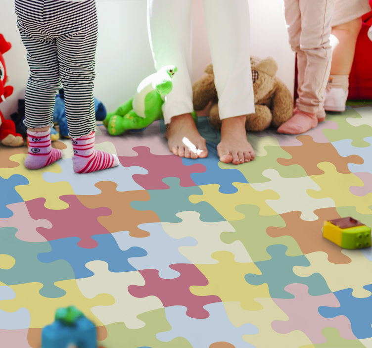Colourful Puzzle Pieces kids vinyl rug - TenStickers