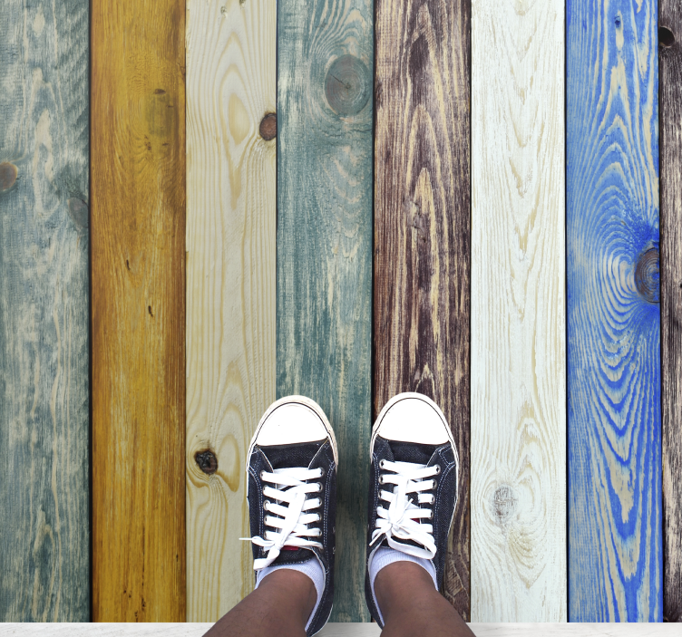 Colourful wooden plank vintage vinyl rug - TenStickers