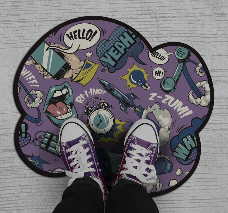 Comic Sound Effects gaming vinyl rug - TenStickers