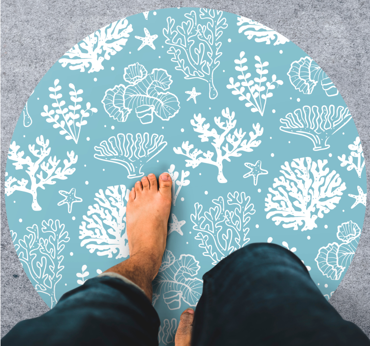 Coral reef motif flower vinyl rug - TenStickers